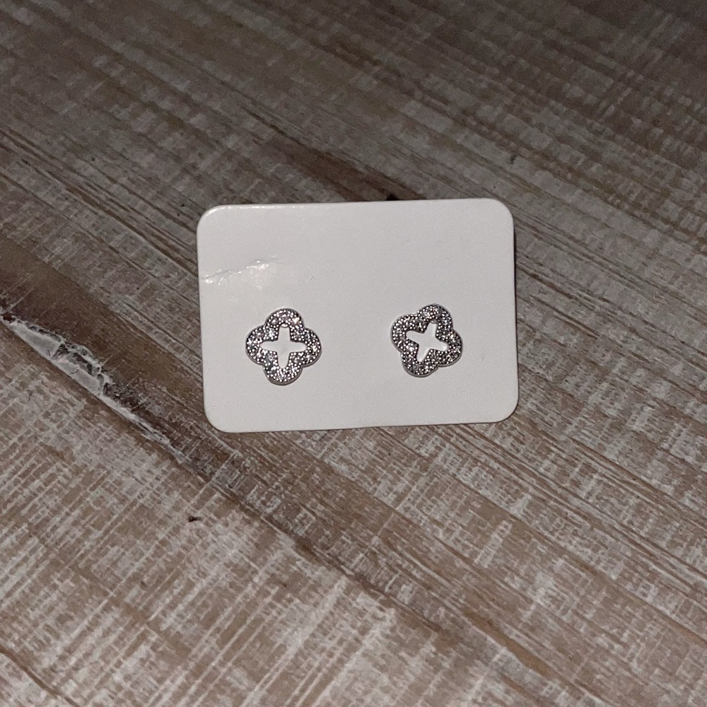 Dainty Silver Clover Earrings